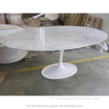 Table à manger de tulipe moderne Base en aluminium en marbre Carrara